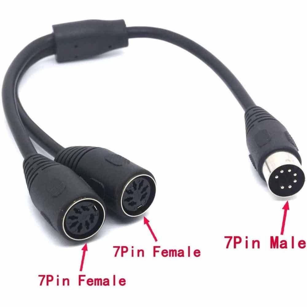 7-Pin Male to Dual 7-Pin Female DIN Y Splitter Stereo Cable – 0.5m