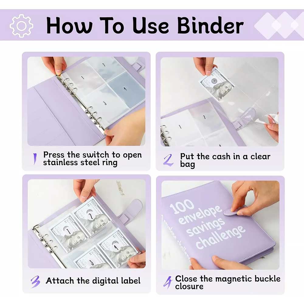 100 Envelope Challenge Budget Planner A5 Money Saving Cash Challenge Book