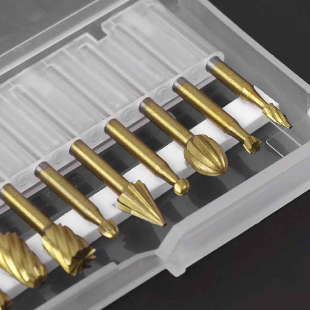 10Pcs HSS Routing Wood Carving Tools Rotary Drill File Router Bit For Dremel
