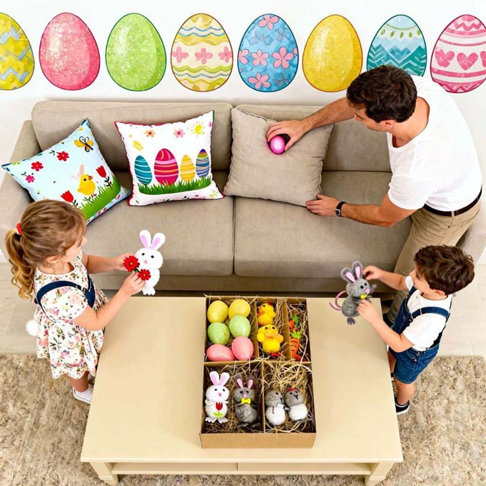 Carrot Egg Bunny Chick Easter Decorations Set - Plastic & Felt Party Items for Spring