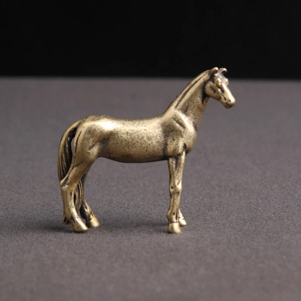 Solid Brass Steed Statue Year of Horse Figurine Home Desktop Decor Ornament Tea Pet