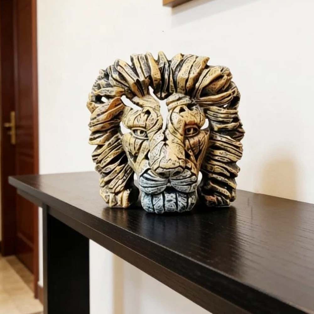 Resin Lion Head – Home Decor Sculpture, Contemporary Animal Ornament for Table Display