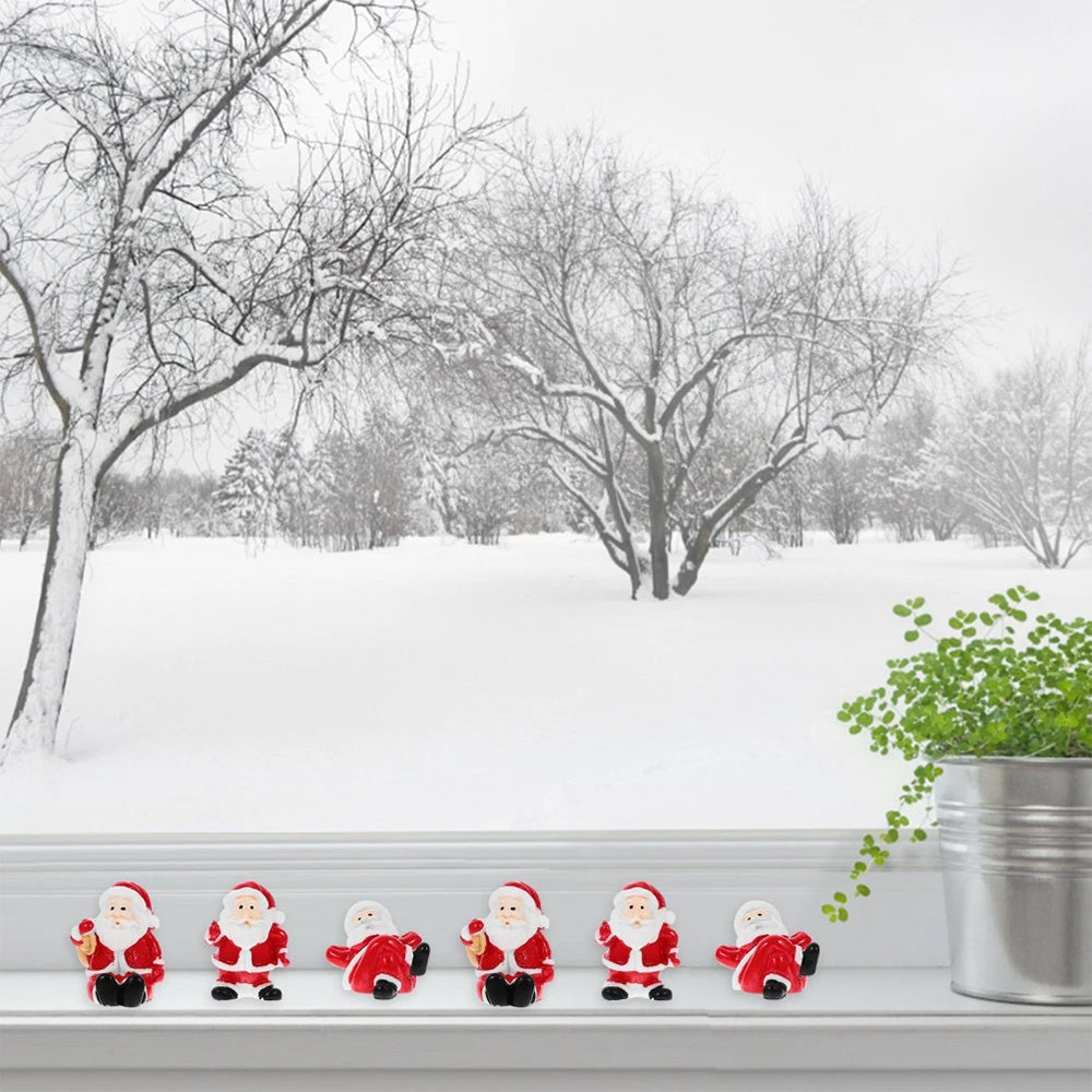12Pcs Random Miniature Santa Claus Ornament Set - Micro Christmas Scene Figurines for Indoor Decor