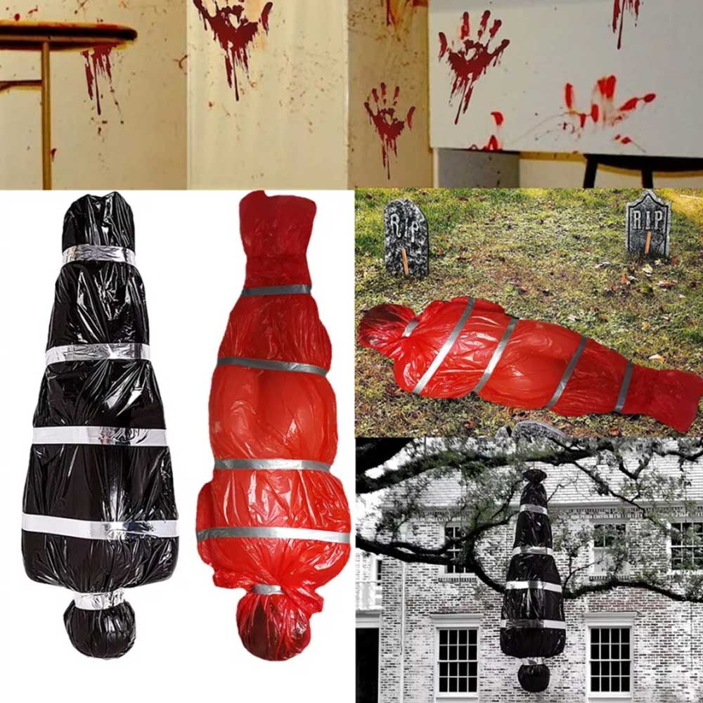 Halloween Scary Fake Dead Victim Props Corpse in Bag Outdoor Ornament Decor