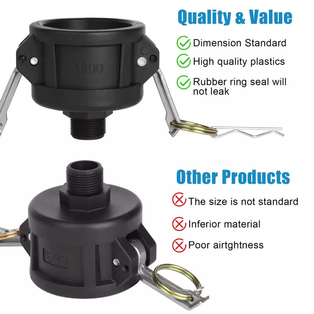 IBC Tote Tank Drain Adapter – 2" Cam Lock to 3/4" Garden Hose for 275/330 Gallon Tanks