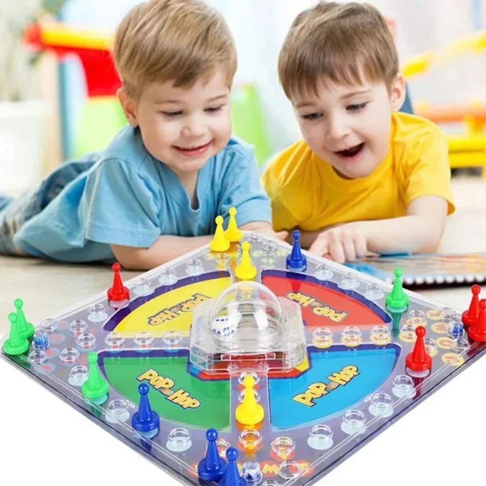Family Dice Game – Ludo Board Game, 2-4 Players Classic Pop and Hop