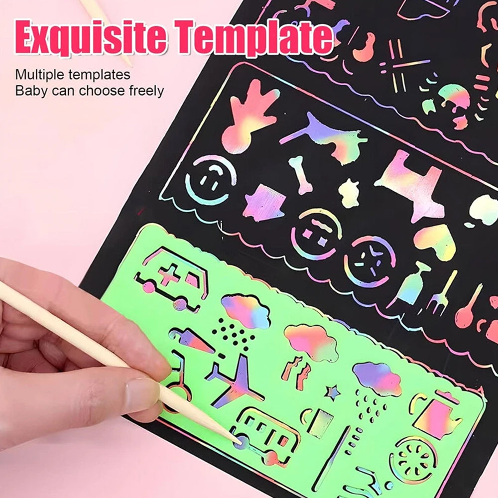 2X Scratch Art Book Magic Rainbow Painting Doodle Board