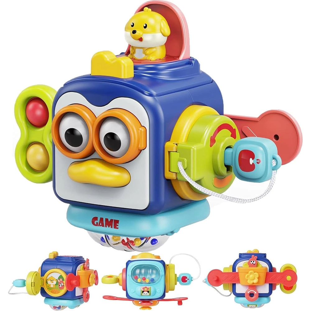 Penguin Busy Cube – Montessori Sensory Toy for Early Learning & Travel Play