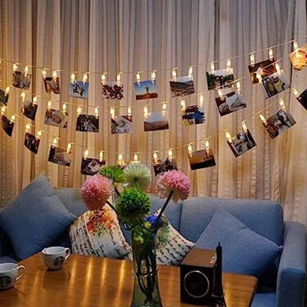 LED Photo Clip String Lights – 40 Clips, 6m, Battery Powered Picture Hanger Light
