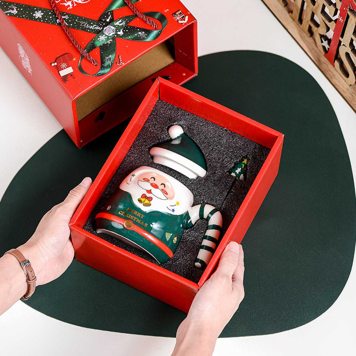 Christmas Coffee Mug – 400ml Ceramic Santa Cup with Gift Box for Xmas