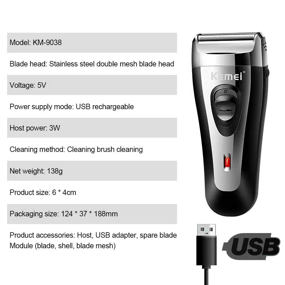 Men USB Electric Shaver Trimmer Razor Rechargeable Hair Beard Shaving Machine