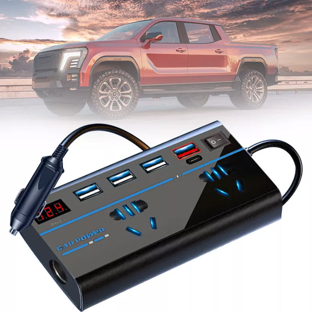 12V to 240V AC Converter 200W Car Power Inverter W/ 4USB Phone Charger Vehicle