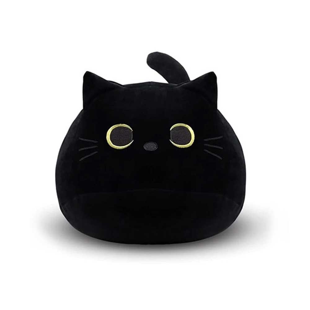 Black Cat Plush 25cm - Cute Soft Stuffed Kitten Toy, Kawaii Plushie Gift