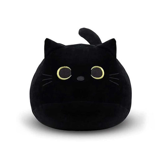 Black Cat Plush 25cm - Cute Soft Stuffed Kitten Toy, Kawaii Plushie Gift