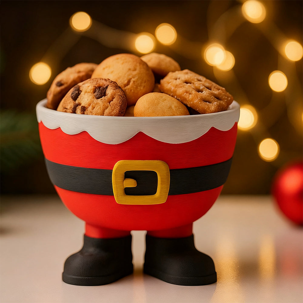 3D Printed Christmas Feet Bowl – Santa & Elf Candy Holder in Festive Red