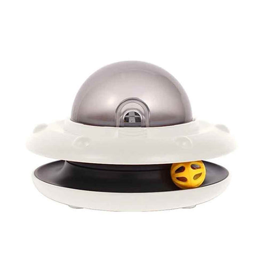 UFO Automatic Interactive Puzzle Cat Feeder – Dispenser Toy for Dry Food, White