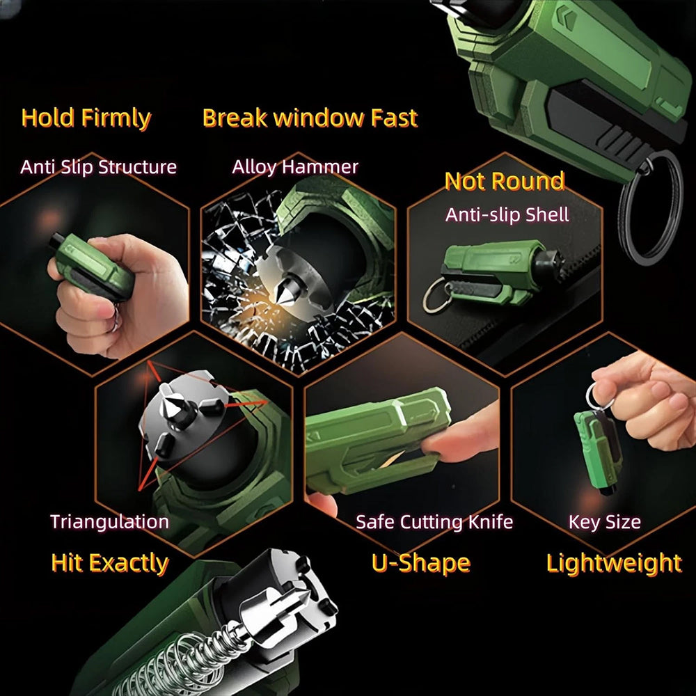 3-Pack Emergency Hammer – Car Window Breaker & Seatbelt Cutter Keychain Tool