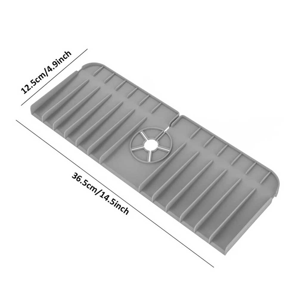 Silicone Faucet Mat - Universal Kitchen & Bathroom Sink Splash Guard with Drainage Design