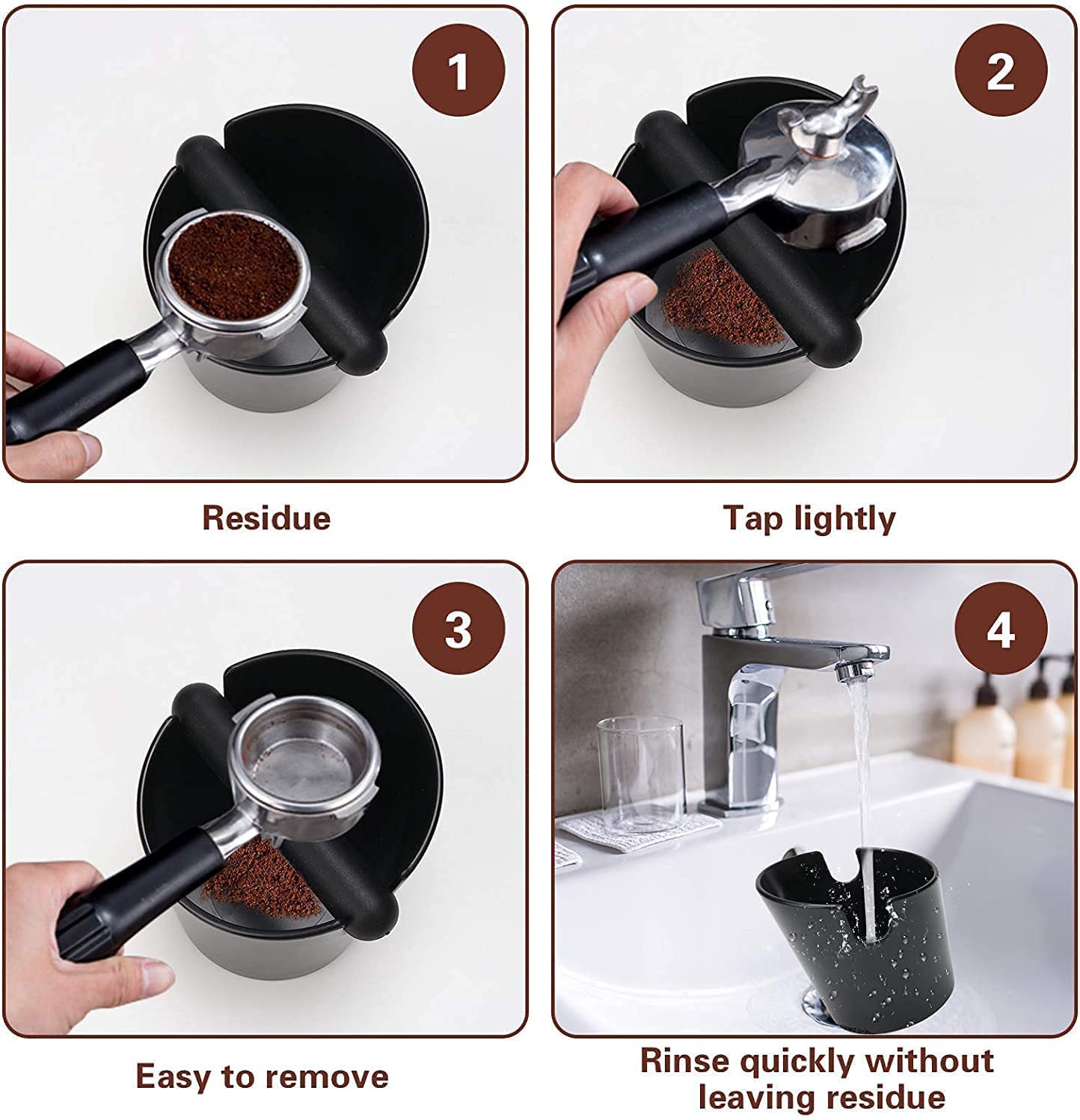 Coffee Waste Container Espresso Grinds Knock Box Tamper Tube Bin Black Bucket