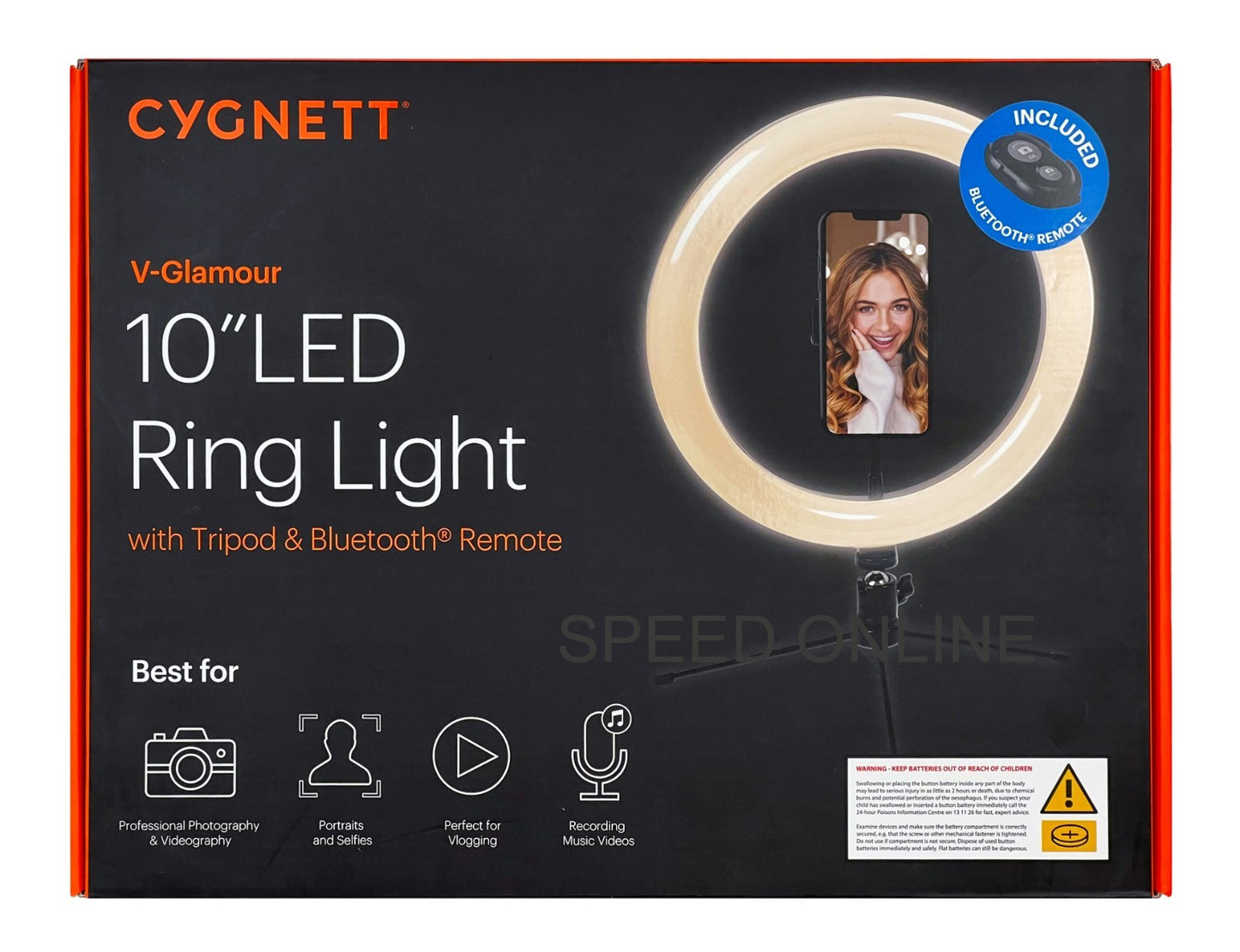 Ring Light 10" – Desktop Tripod, Bluetooth Remote, 3 Colour Temperature Modes