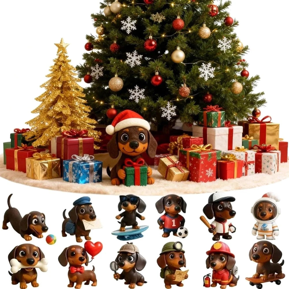 24-Day Dachshund Advent Calendar – Acrylic 2D Ornament Christmas Countdown