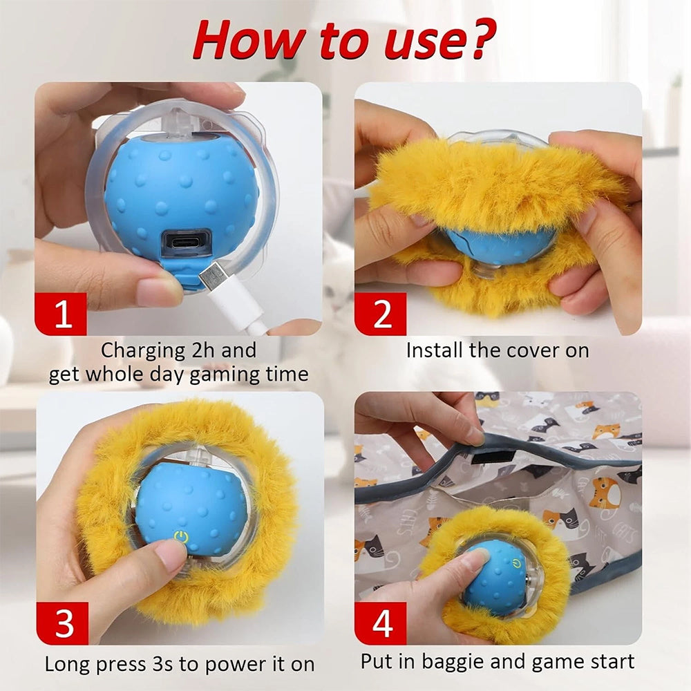 Smart Cat Toys Interactive Chirping Hide and Seek Cat Catching Game Ball