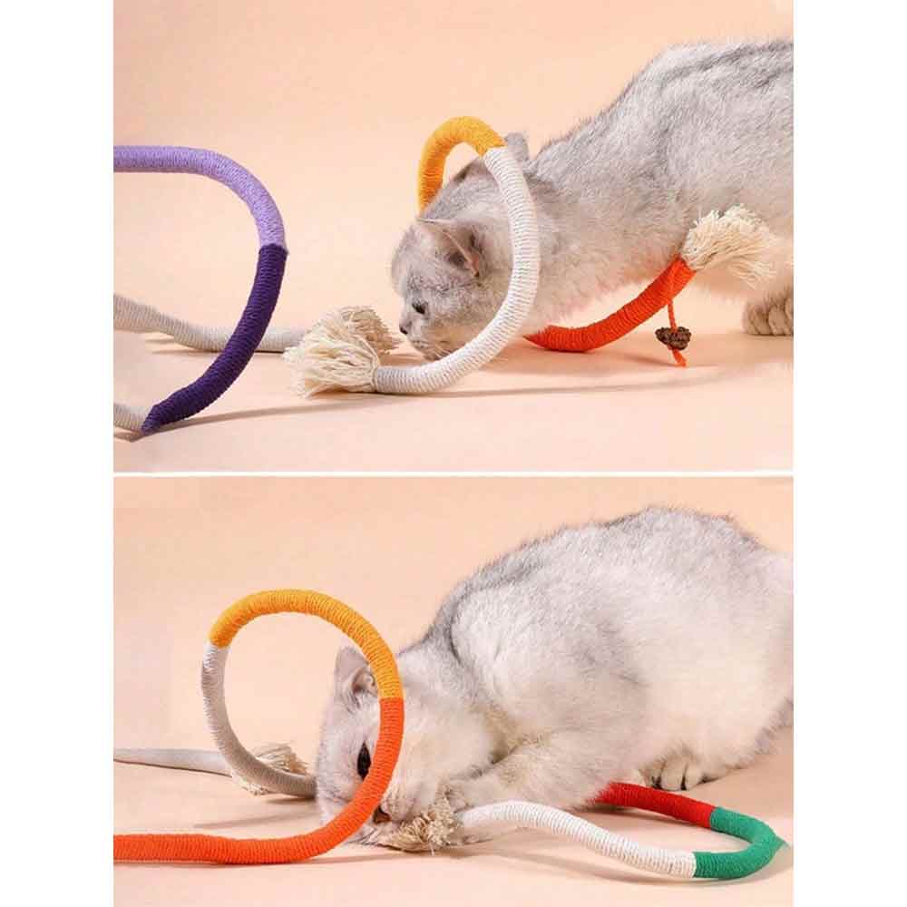 Catnip Rope Plush Cat Chew Toy – Teeth Cleaning Interactive Kitten Teething Play