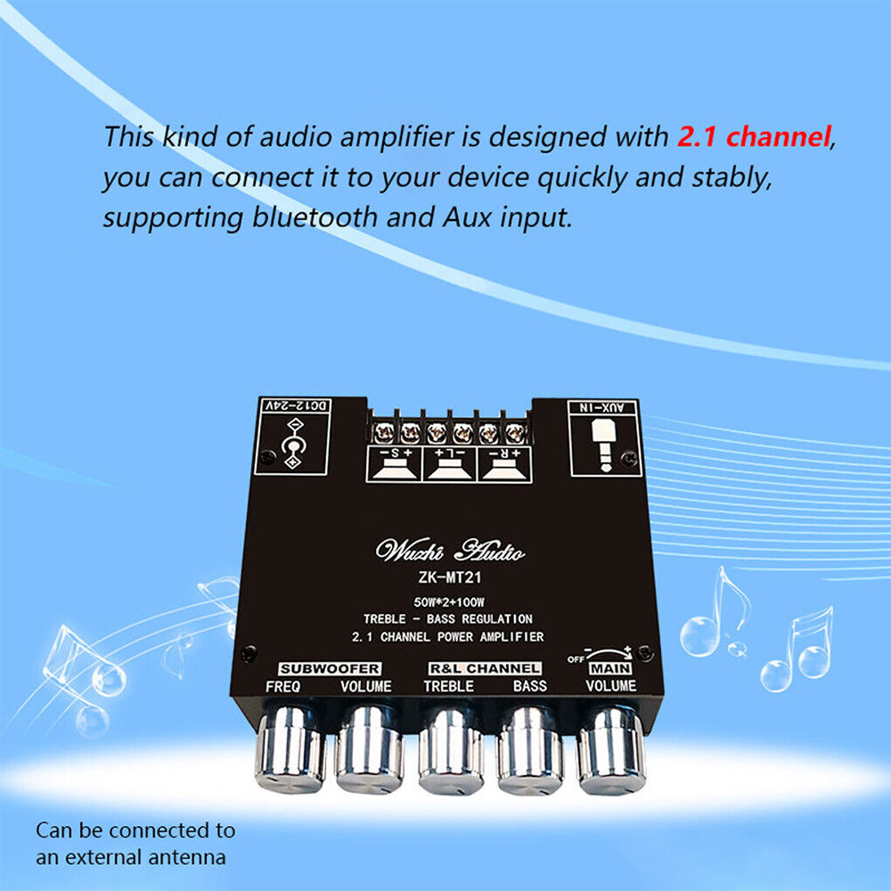 Mini Bluetooth 5.0 Digital Amplifier HiFi 2.1 Channel Audio Stereo Equalizer Amp