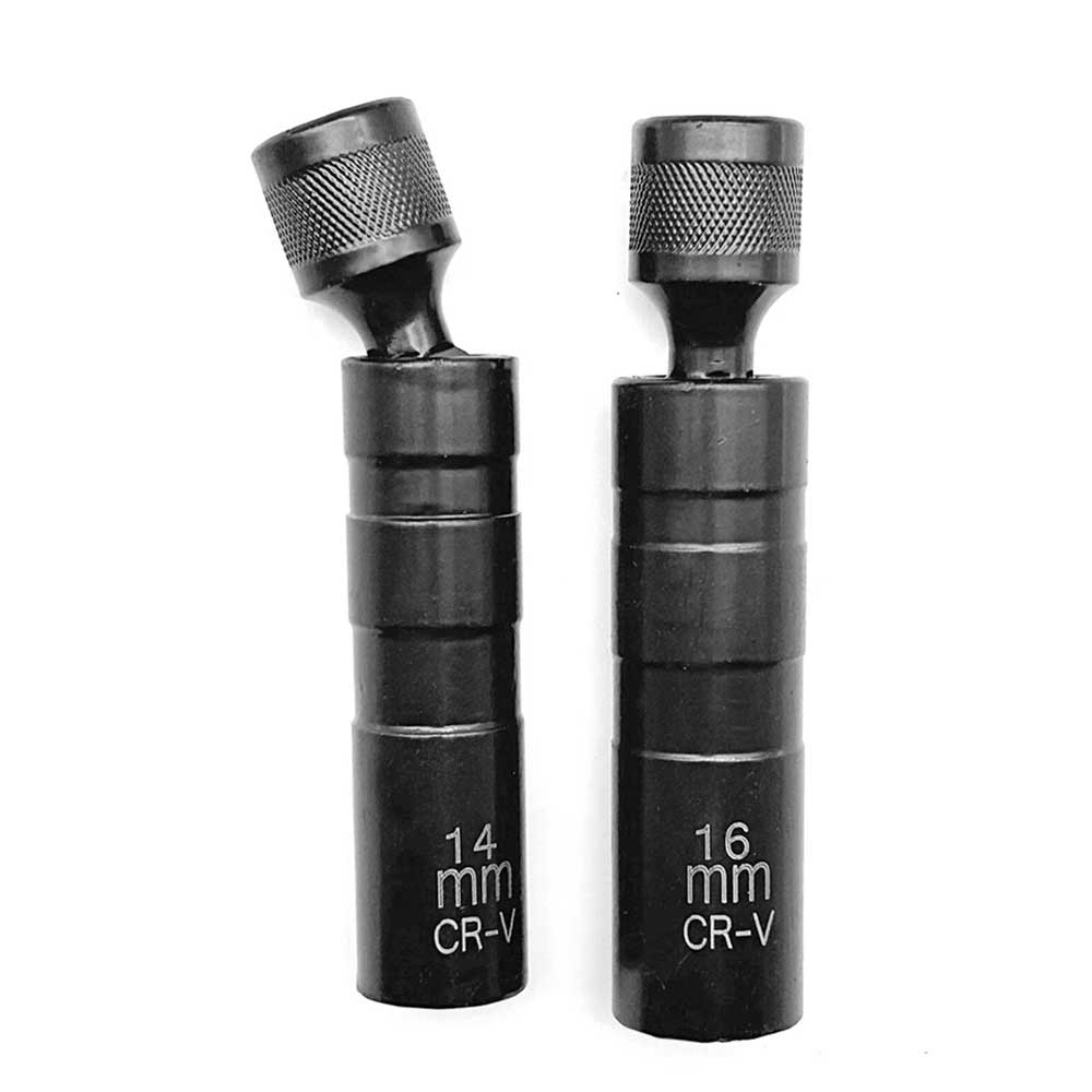 2X Magnetic Thin Wall Spark Plug Socket Set - 12-Point Swivel 14mm & 16mm