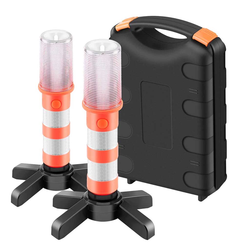 2PCS LED Car Emergency Warning Lights - Roadside Strobe Flares & Safety Beacons