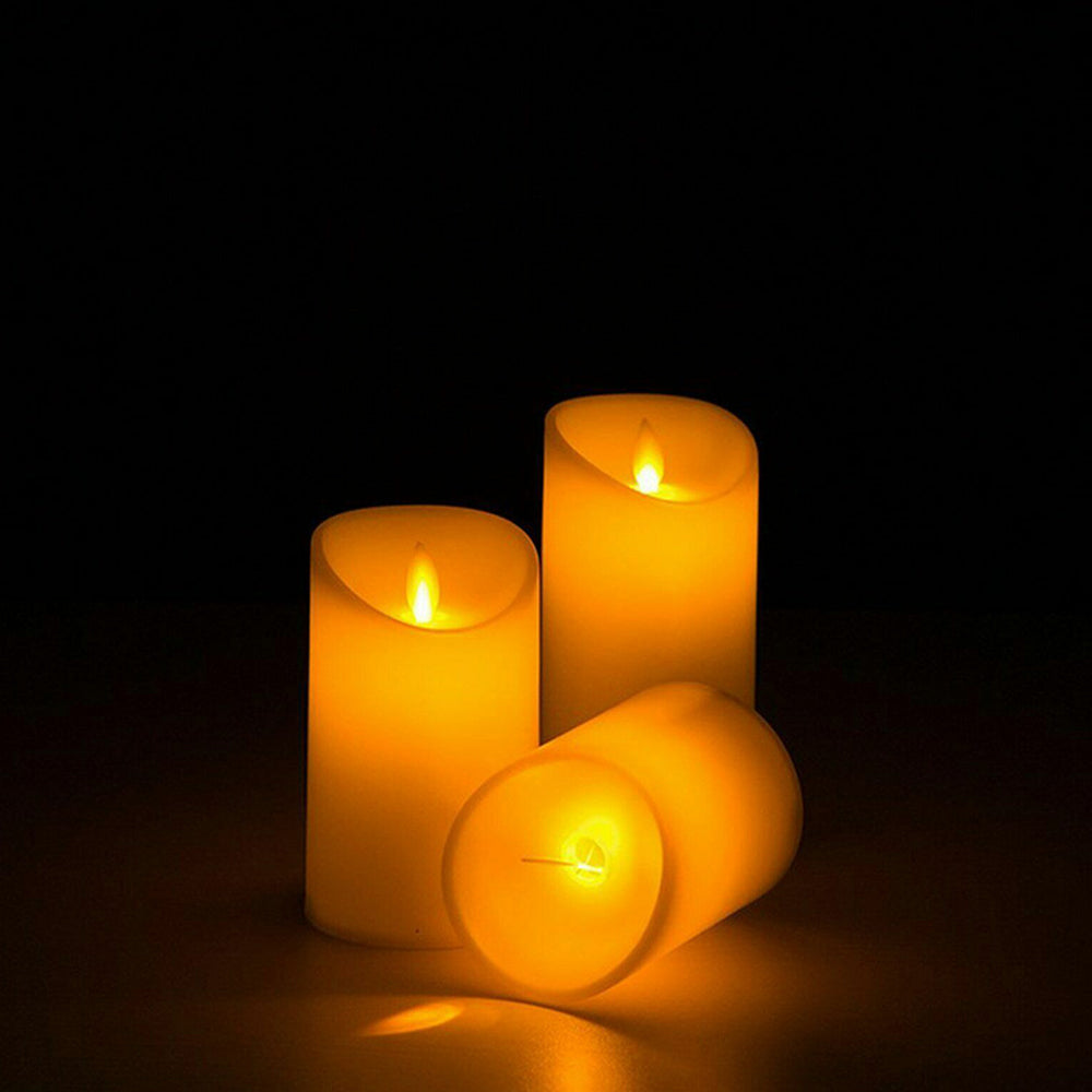 3Pcs Flameless LED Candles Battery Operated Flickering Flame Remote Control Gift
