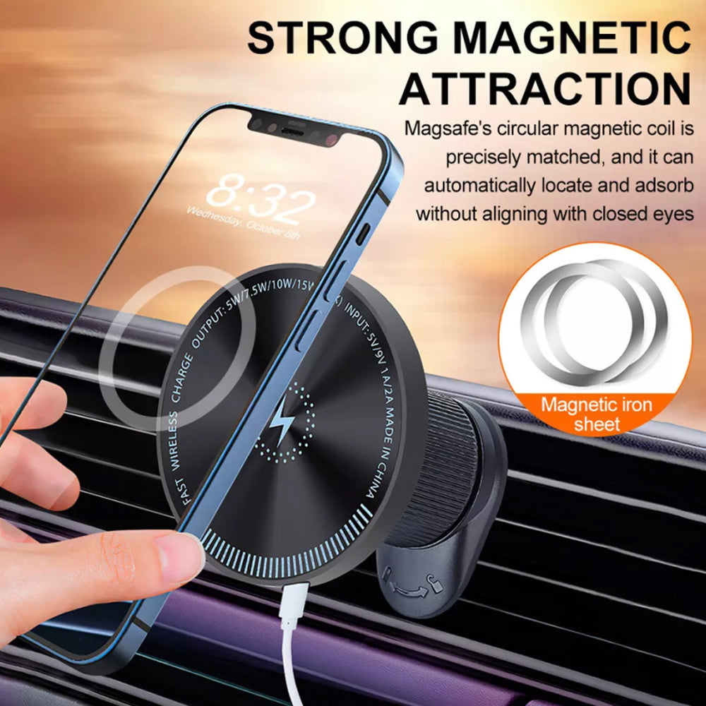 Magnetic Wireless Car Charger Mount Holder Car Mount Phone Holder for iPhone 15