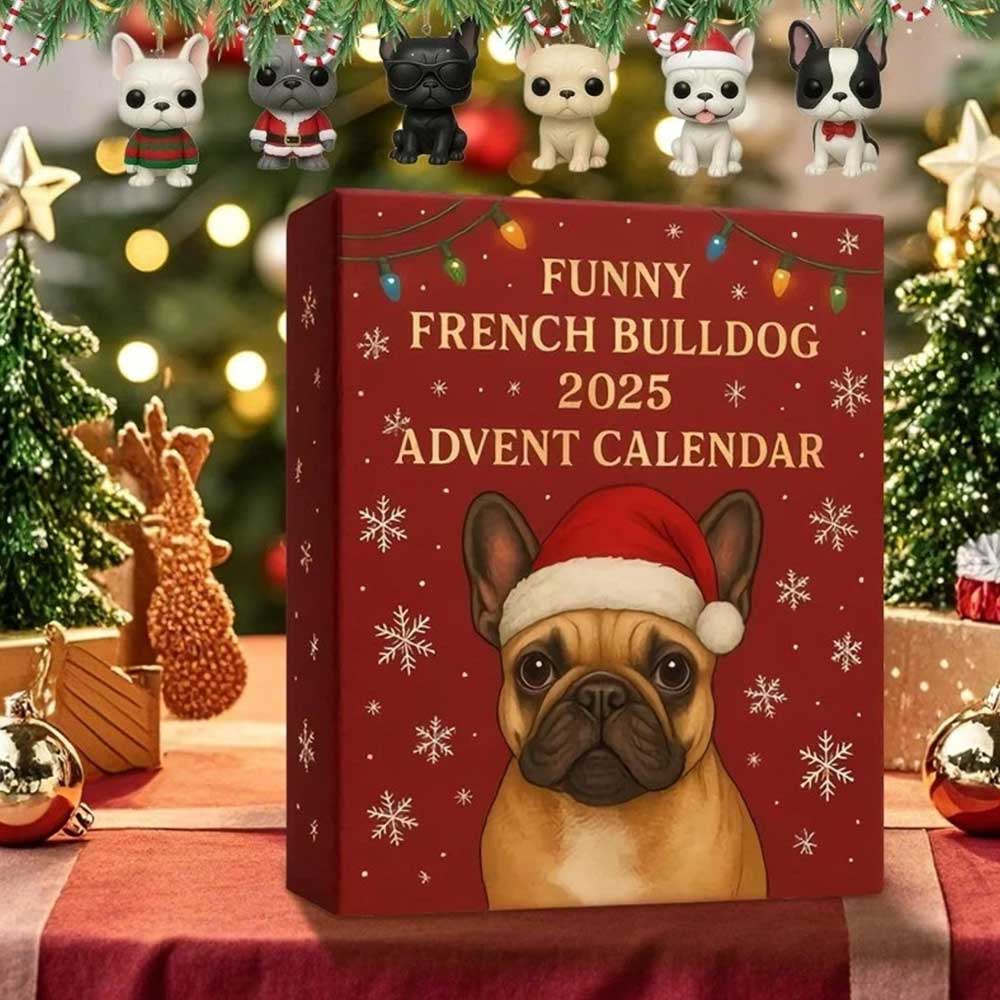 2025 French Bulldog Advent Calendar - 24 Days of Hilarious Countdown with Adorable 2D Frenchie Ornaments