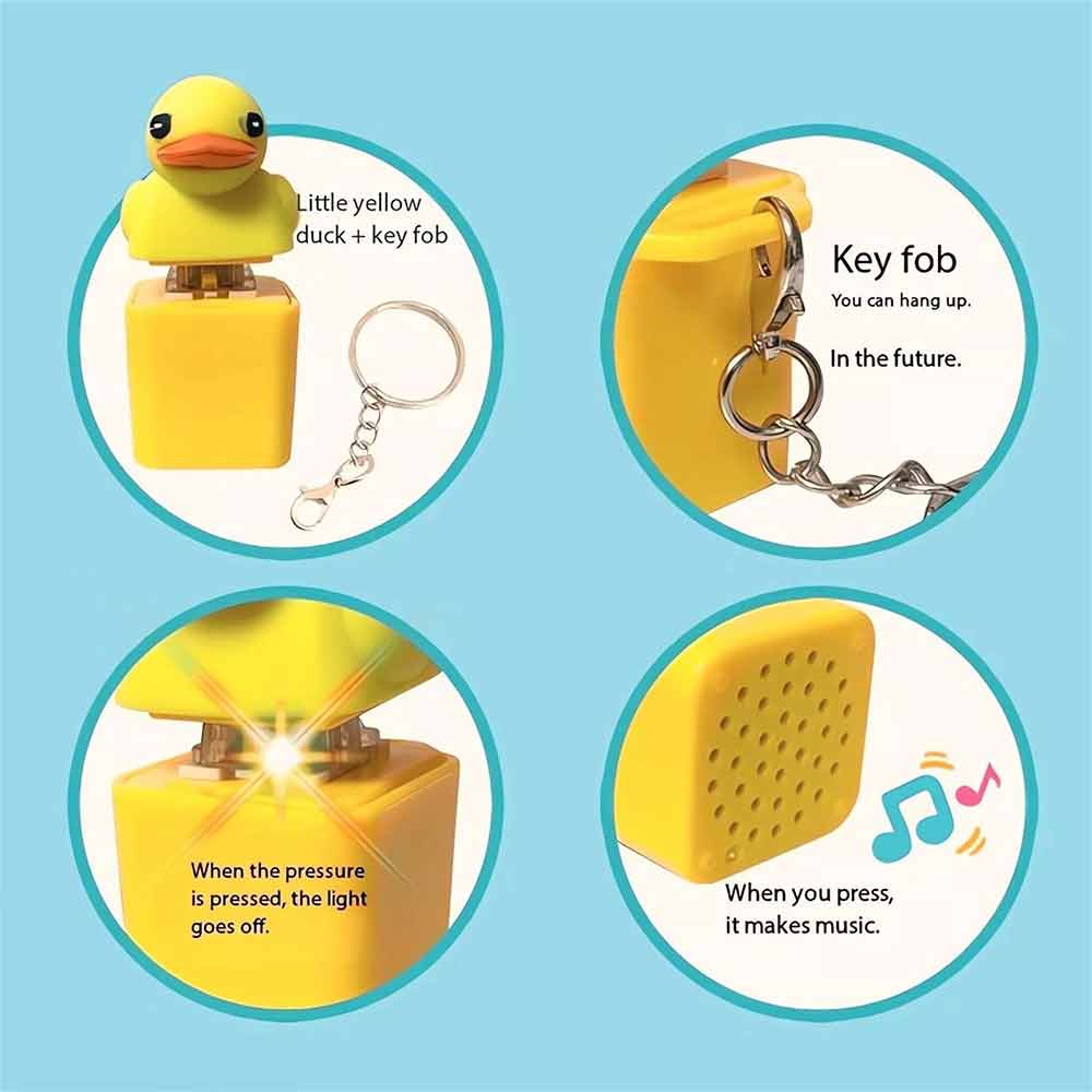 Duckys Quacking Fidgety Toys Ducky Hat Keychains Stress Relievers Squeaking