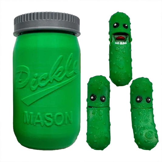 3D Printed Pickles in Mason Jar – Fun Articulated Pickle Gifts with Movable Mouths