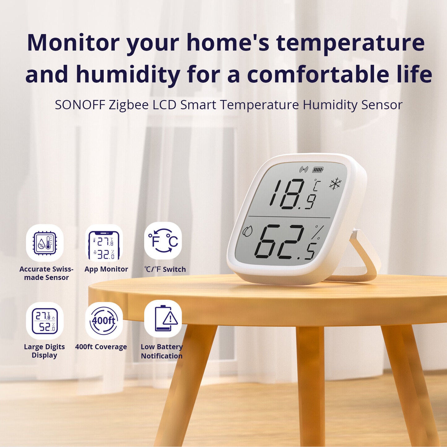 SONOFF SNZB-02D Zigbee LCD Smart Temperature Humidity Sensor Digital Hygrometer