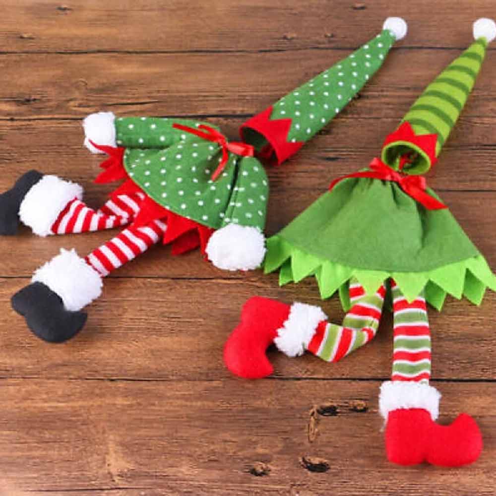 4PCS Christmas Bottle Toppers – Santa Hat Wine Covers for Holiday Table Decor