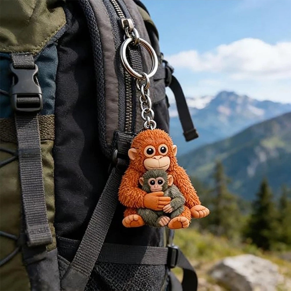 The Monkey Keychain - 3D Printed Holding Plush Toy Hanging Keychain
