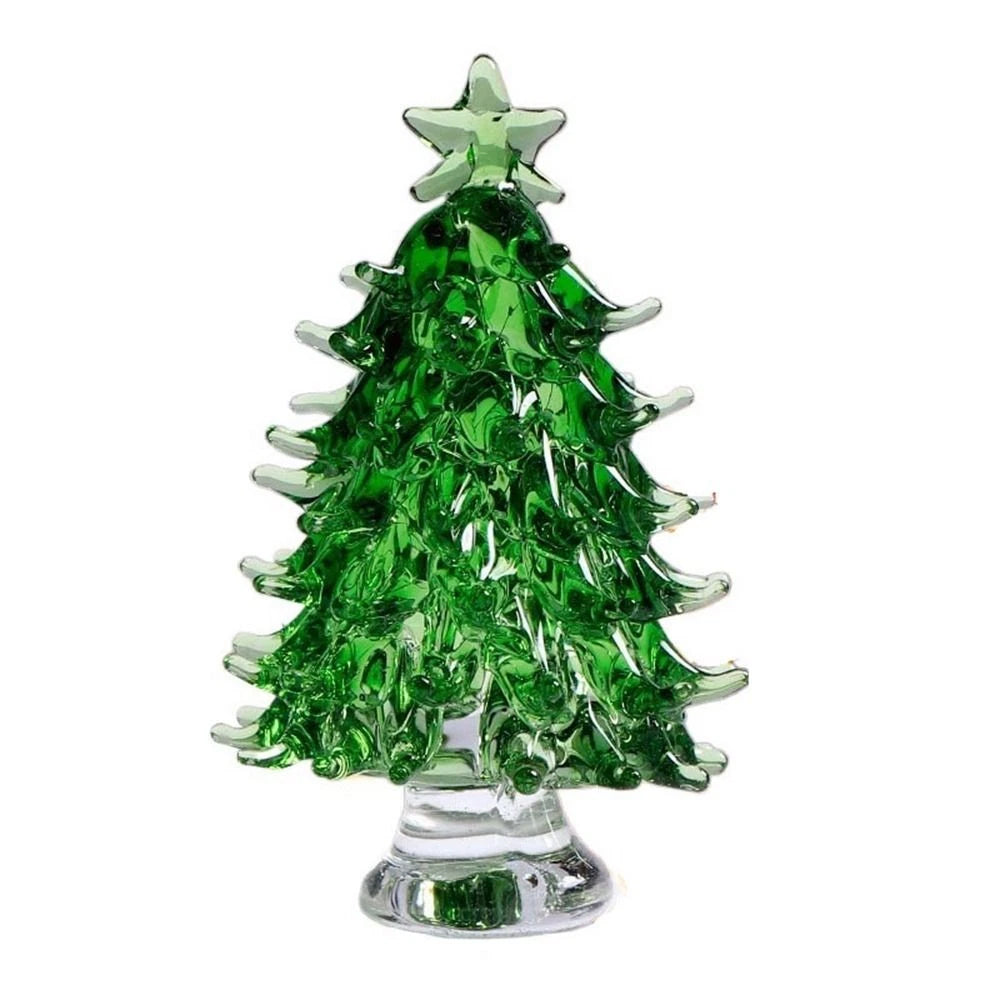 Elegant Crystal Tree Figurine with Display Cover 3D Glass Christmas Tree for Desk Decor & Gift