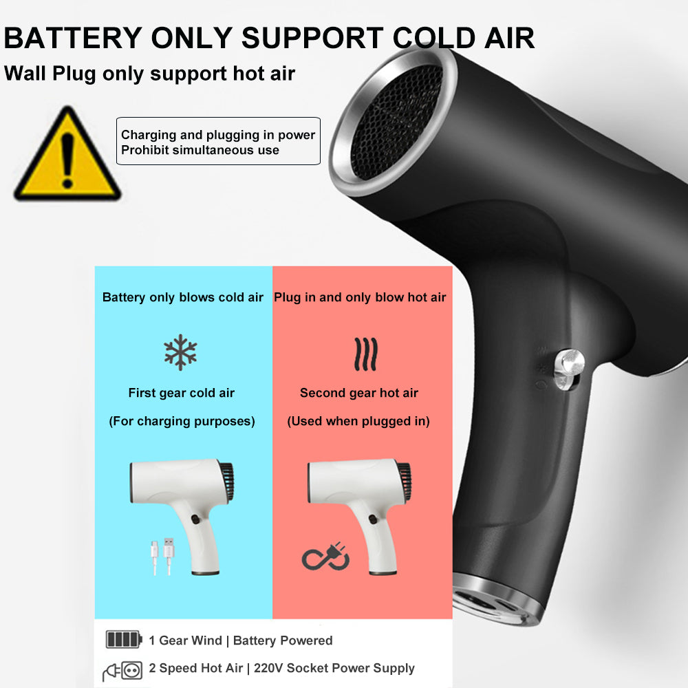 Portable Rechargeable USB Cordless Hair Dryer Versatile Hairdressing Tool