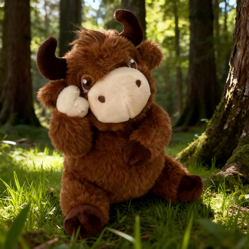 Fluffy Farm Animal Stuffed Dolls- Black & White Cow, Pink Pig,Brown Cow Plush Toys