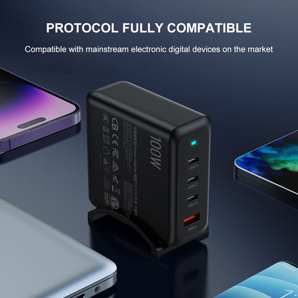 4-Ports Super Fast Charger Adapter 100W USB GaN Charger AU Plug