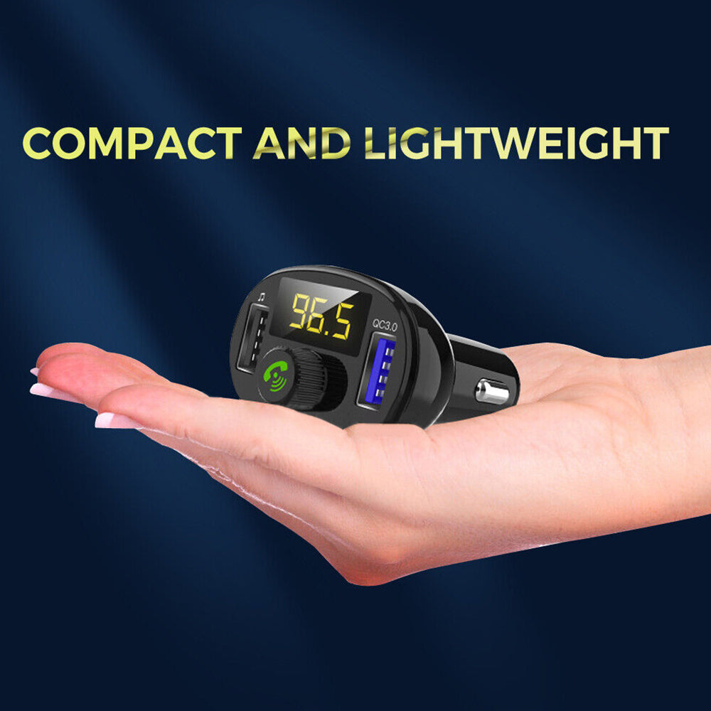 Bluetooth 5.0 Radio Car Kit Wireless FM Transmitter Dual USB Charger MP3 Player