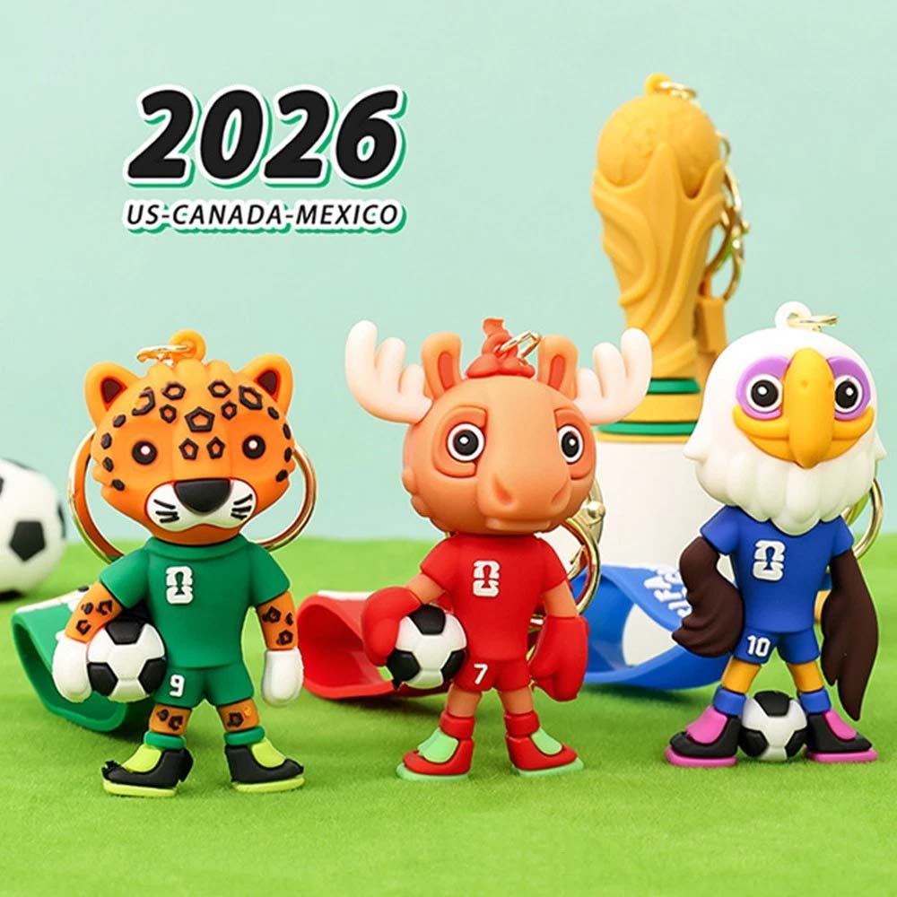4 Pack 2026 World Cup Mascot Pendant – Football Keychain Memorabilia Keyrings