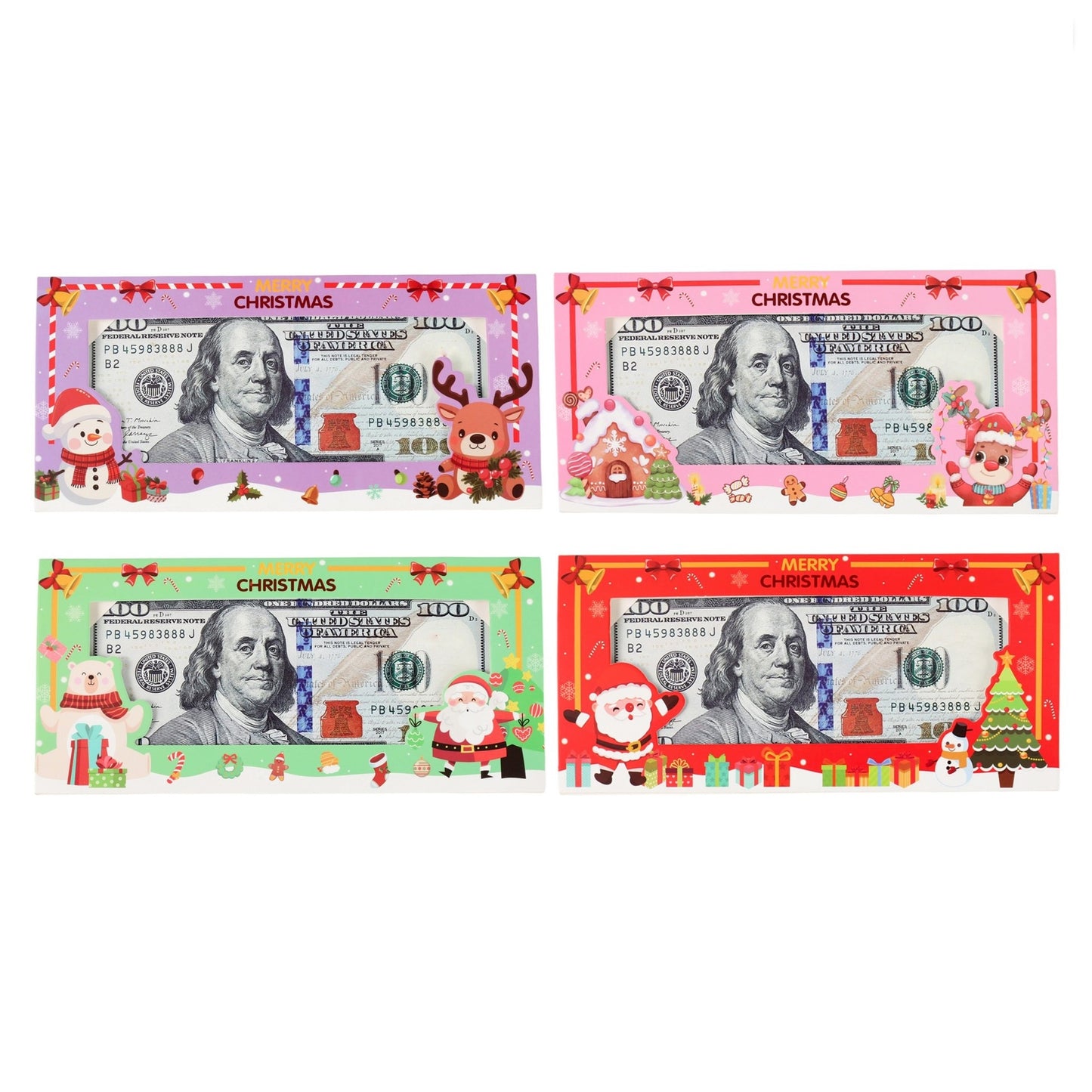 24Pack Mixed Christmas Money Wallet Set Festive Cash Holder Envelopes for Gift Cards & Vouchers