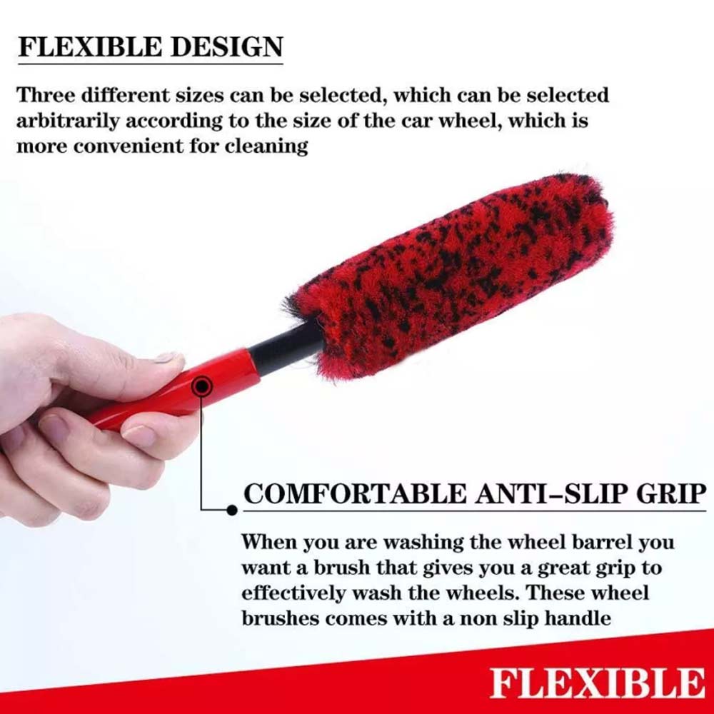 3pcs  Car Tyre Rim Cleaner Car Wheel Rim Cleaning Brush Tyre Brush Wash Car Clean Tool
