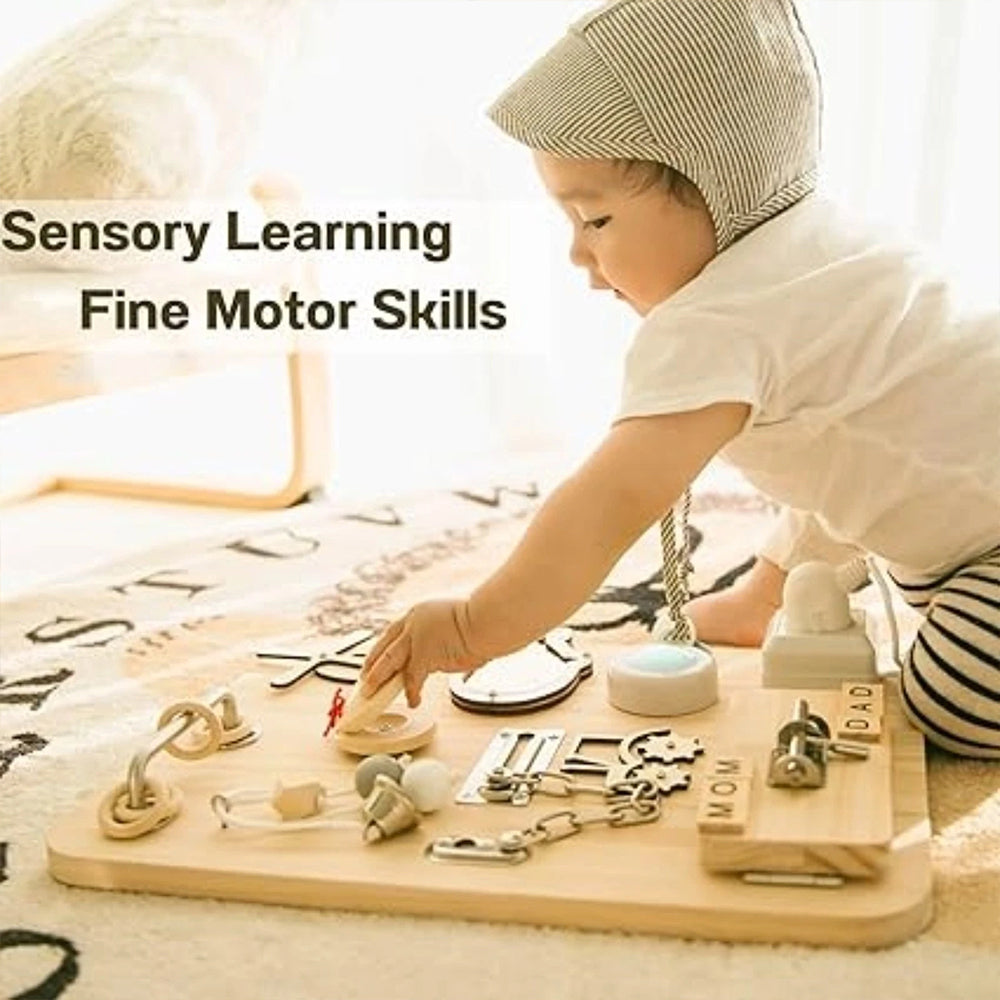 Montessori Busy Board - Educational Fidget Sensory Activity Board for Early Development