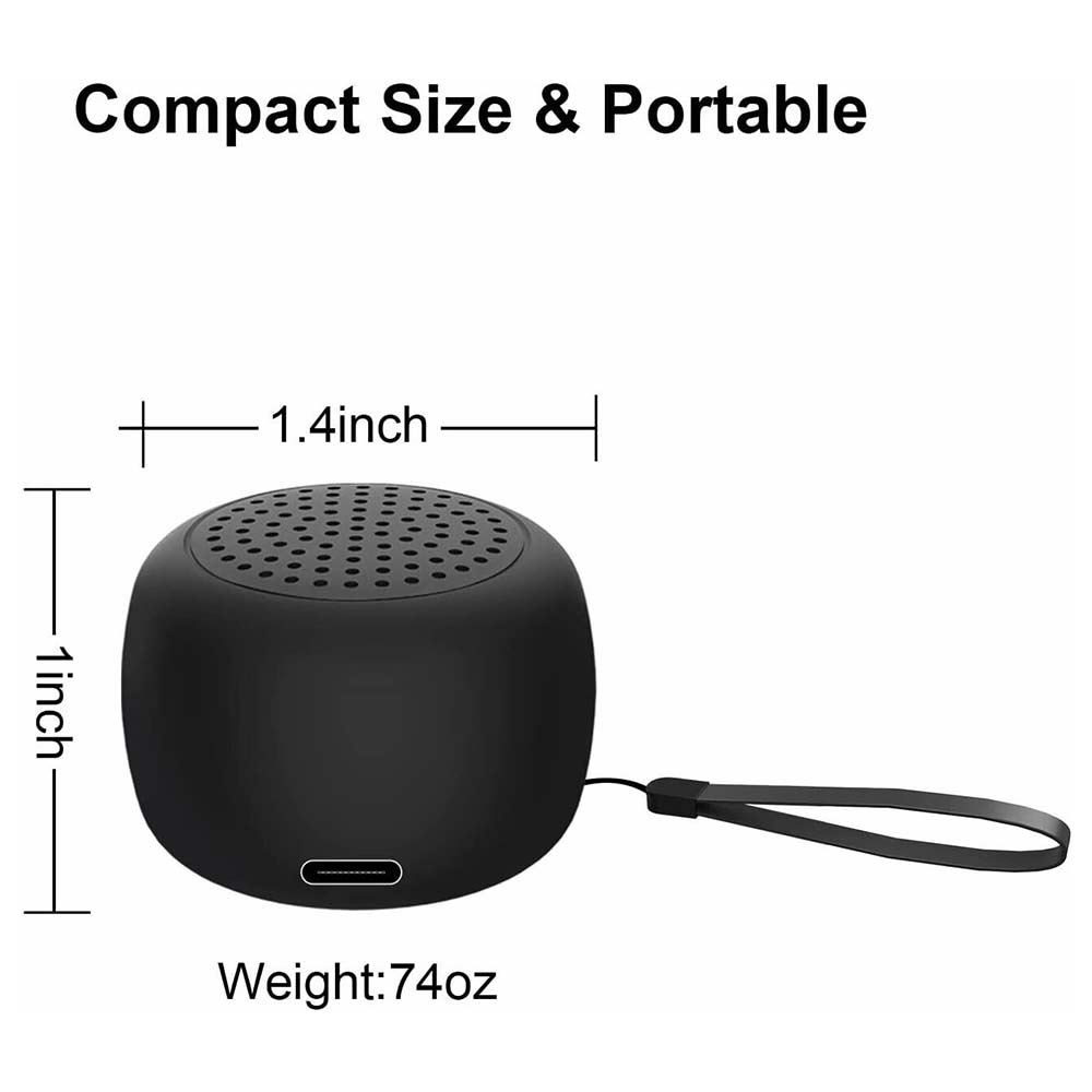 Mini Bluetooth Speaker Wireless Portable Rechargeable Black Splash Resistant