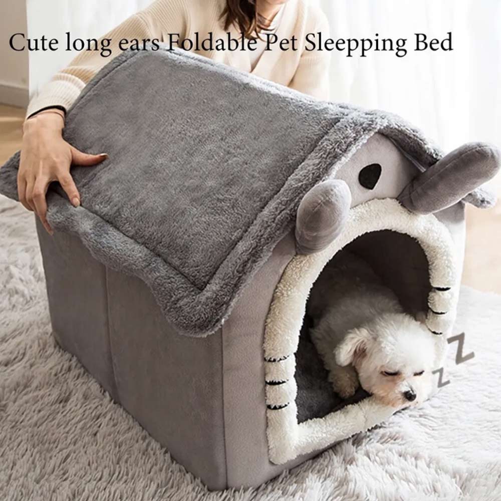 Small Pet Cat Kitten Dog Beds Igloo Fleece Bed Pyramid Cozy Washable Warm House Cave