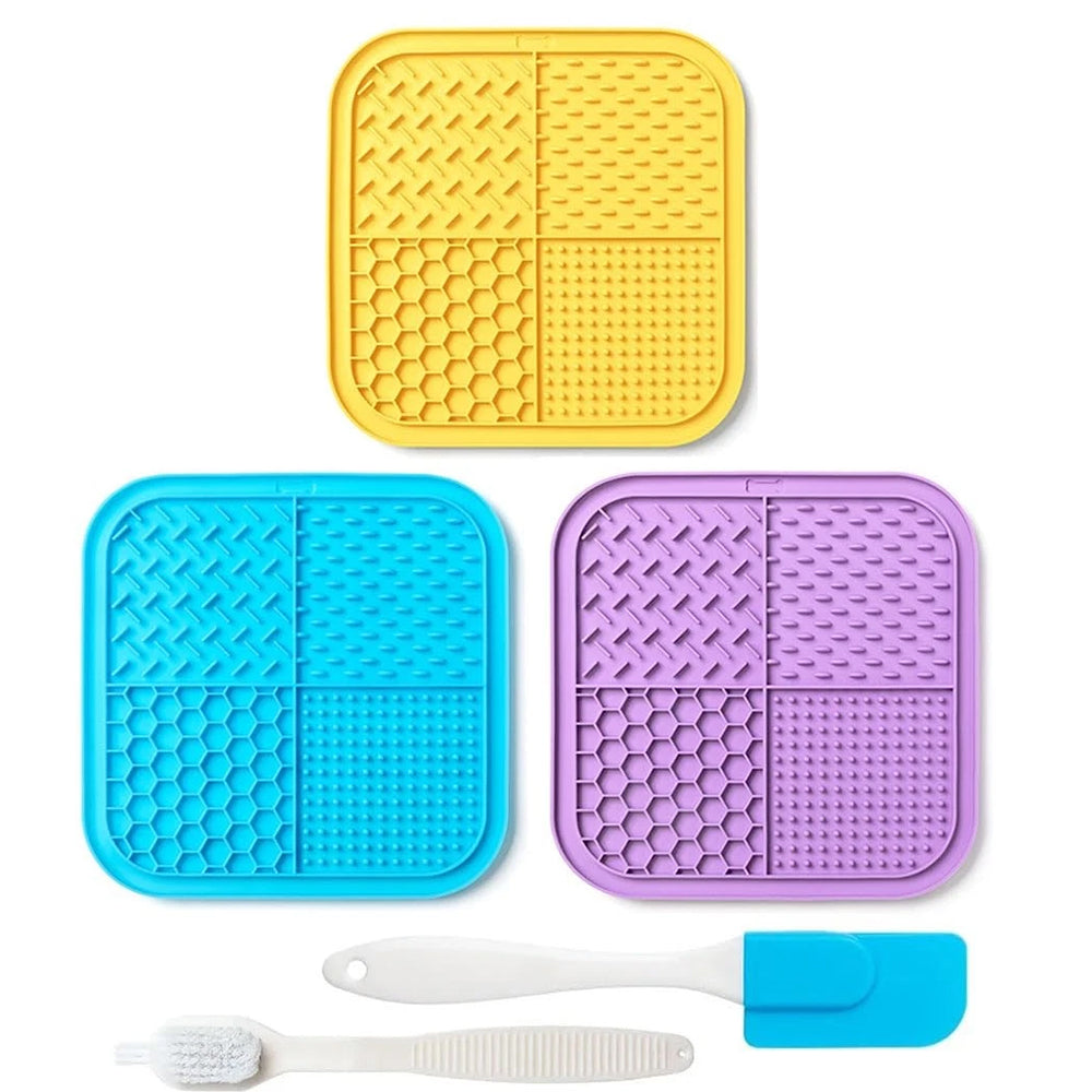 3 Pack Pet Lick Mat – Food-Grade Silicone Slow Feeder with Suction Cups